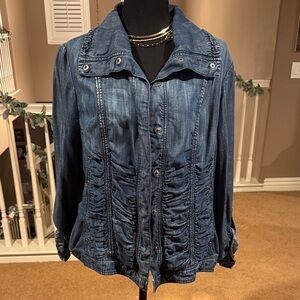 Coldwater Creek Indigo Ruched Jean Jacket